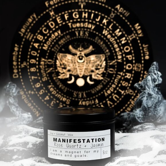 Crystal Soy Candles, Handmade Wishing Gifts, Wishing Law of Attraction MANIFEST - Picture 3 of 6